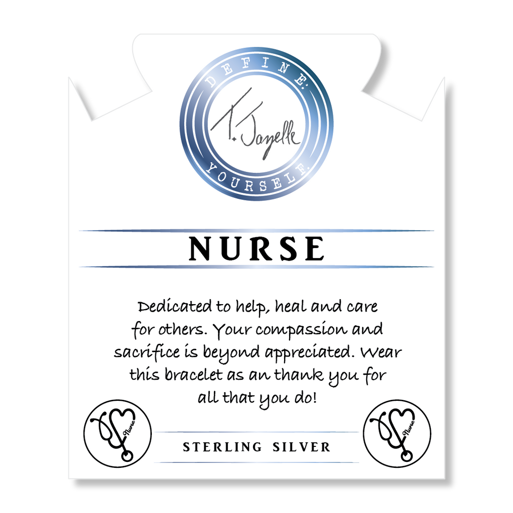 Storm Agate Stone Bracelet with Nurse Sterling Silver Charm