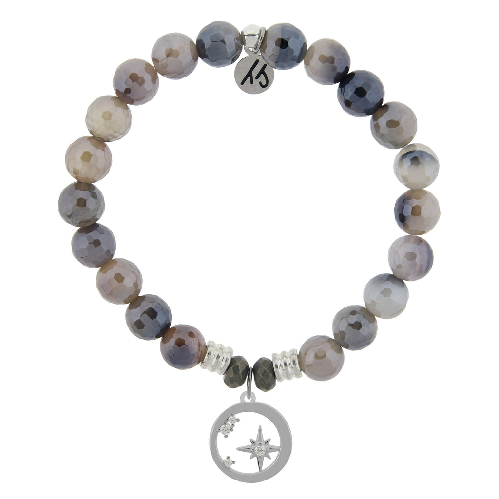 Storm Agate Stone Bracelet with What is Meant to Be Sterling Silver Charm