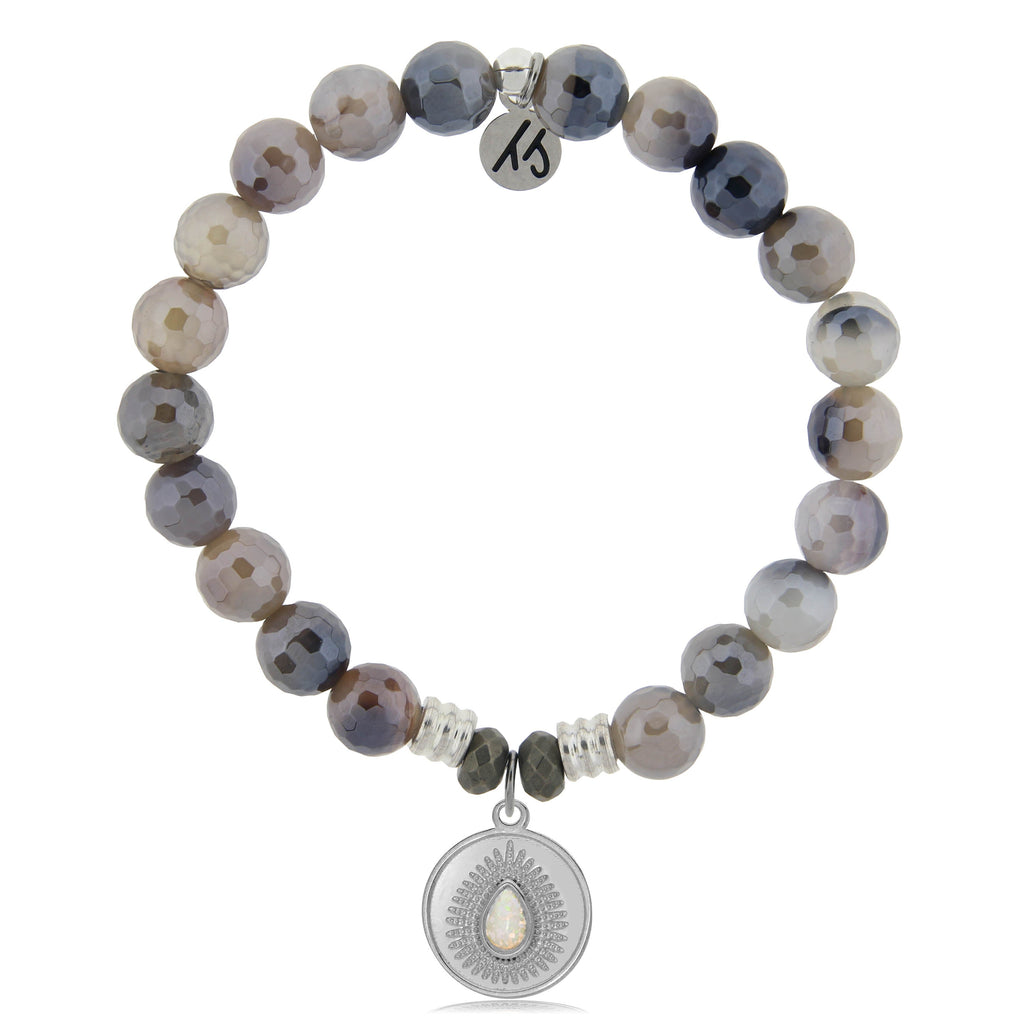 Storm Agate Stone Bracelet with You're One of a Kind Sterling Silver Charm