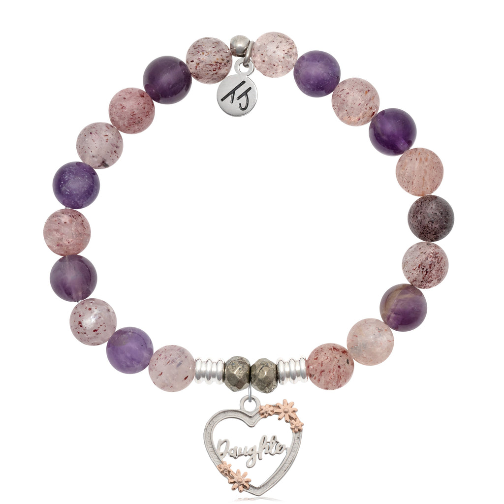 Super Seven Stone Bracelet with Heart Daughter Sterling Silver Charm