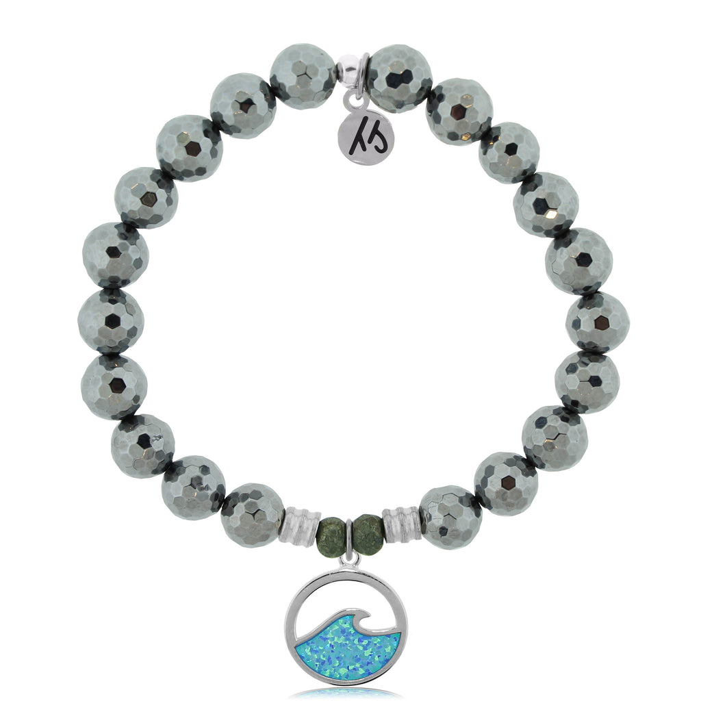 Terahertz Stone Bracelet with Deep as the Ocean Sterling Silver Charm