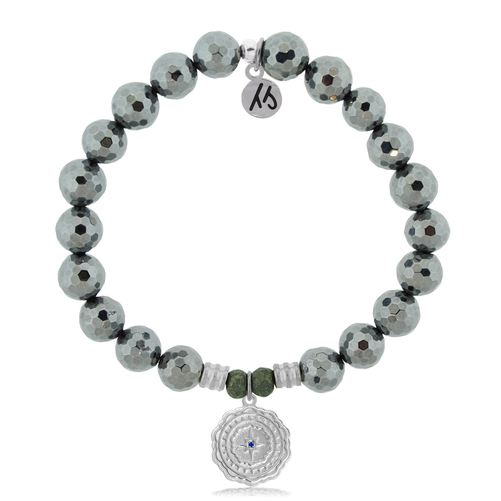 Terahertz Stone Bracelet with Healing Sterling Silver Charm