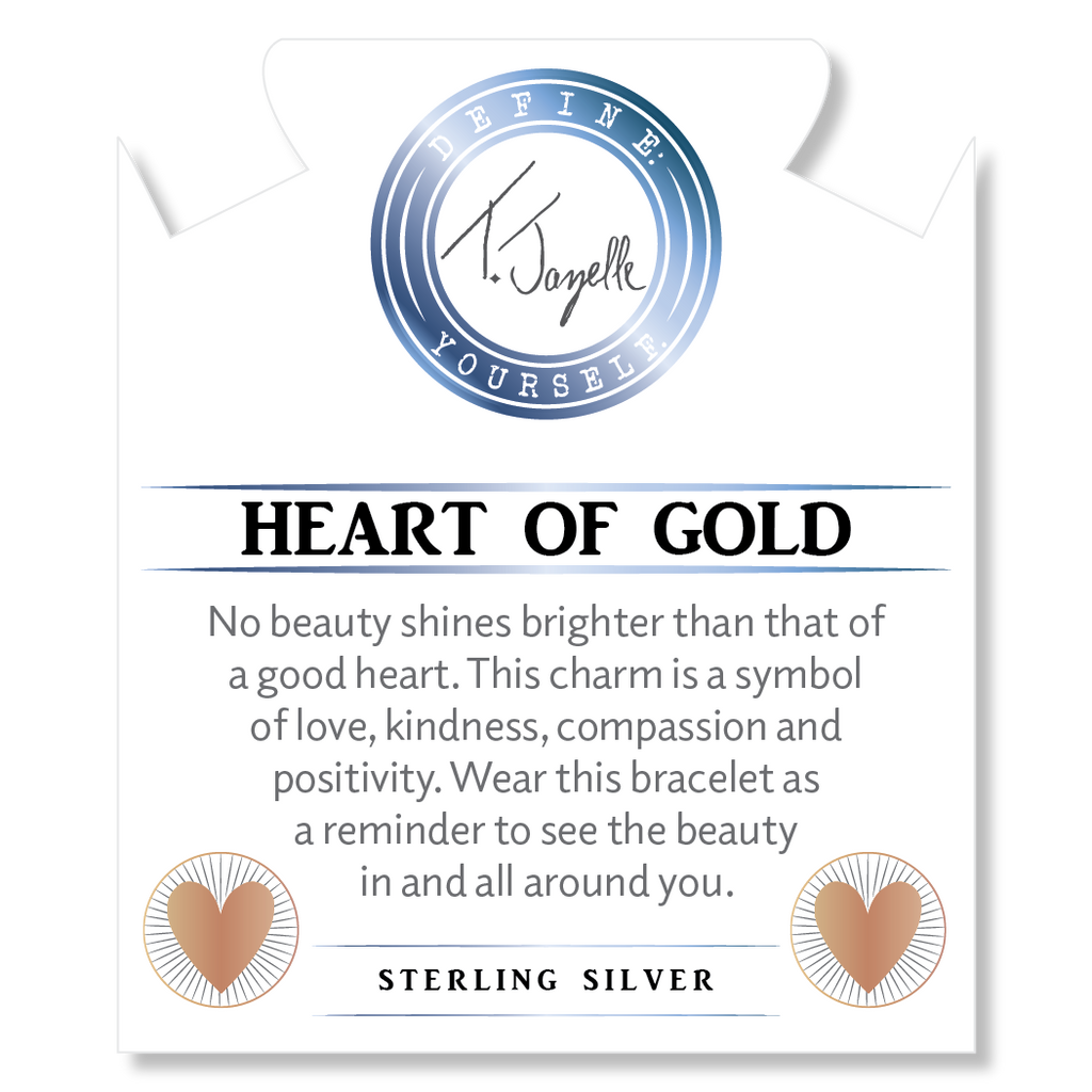 Terahertz Stone Bracelet with Heart of Gold Sterling Silver Charm