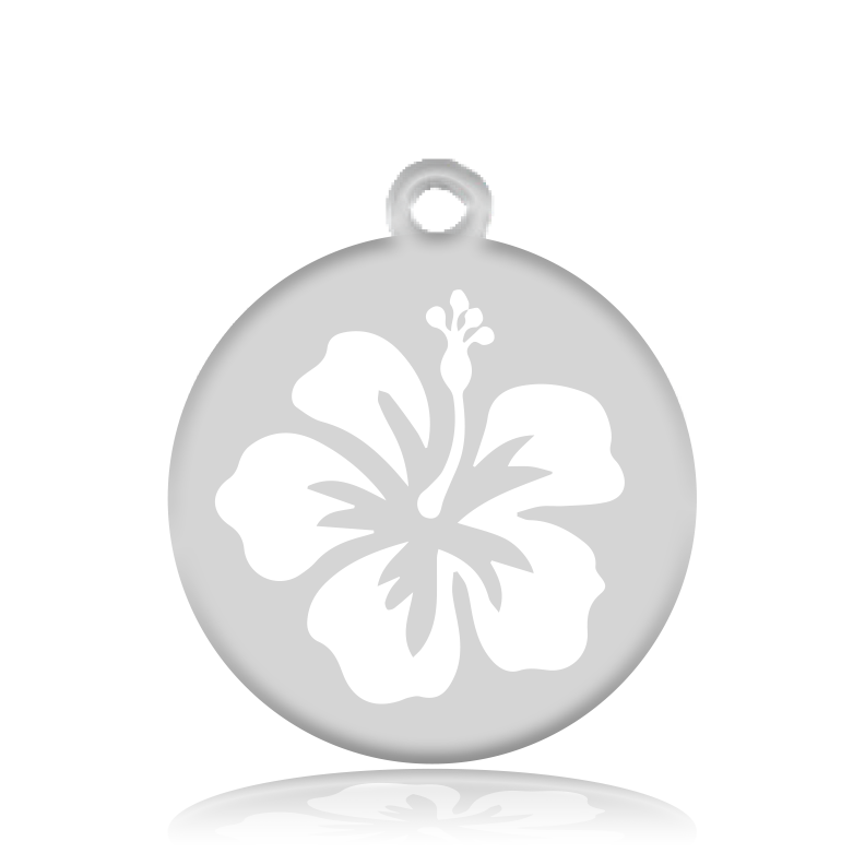 Terahertz Stone Bracelet with Hibiscus Flower Sterling Silver Charm