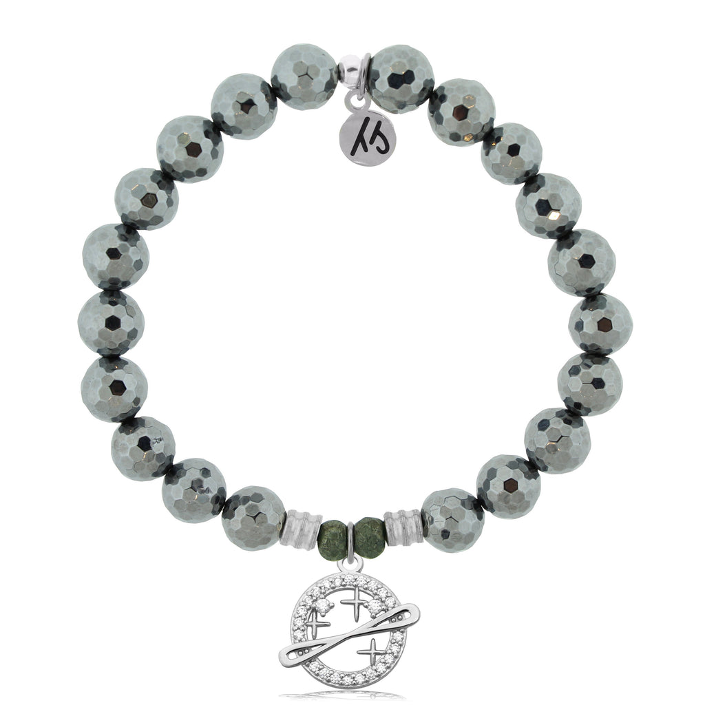 Terahertz Stone Bracelet with Infinity and Beyond Sterling Silver Charm