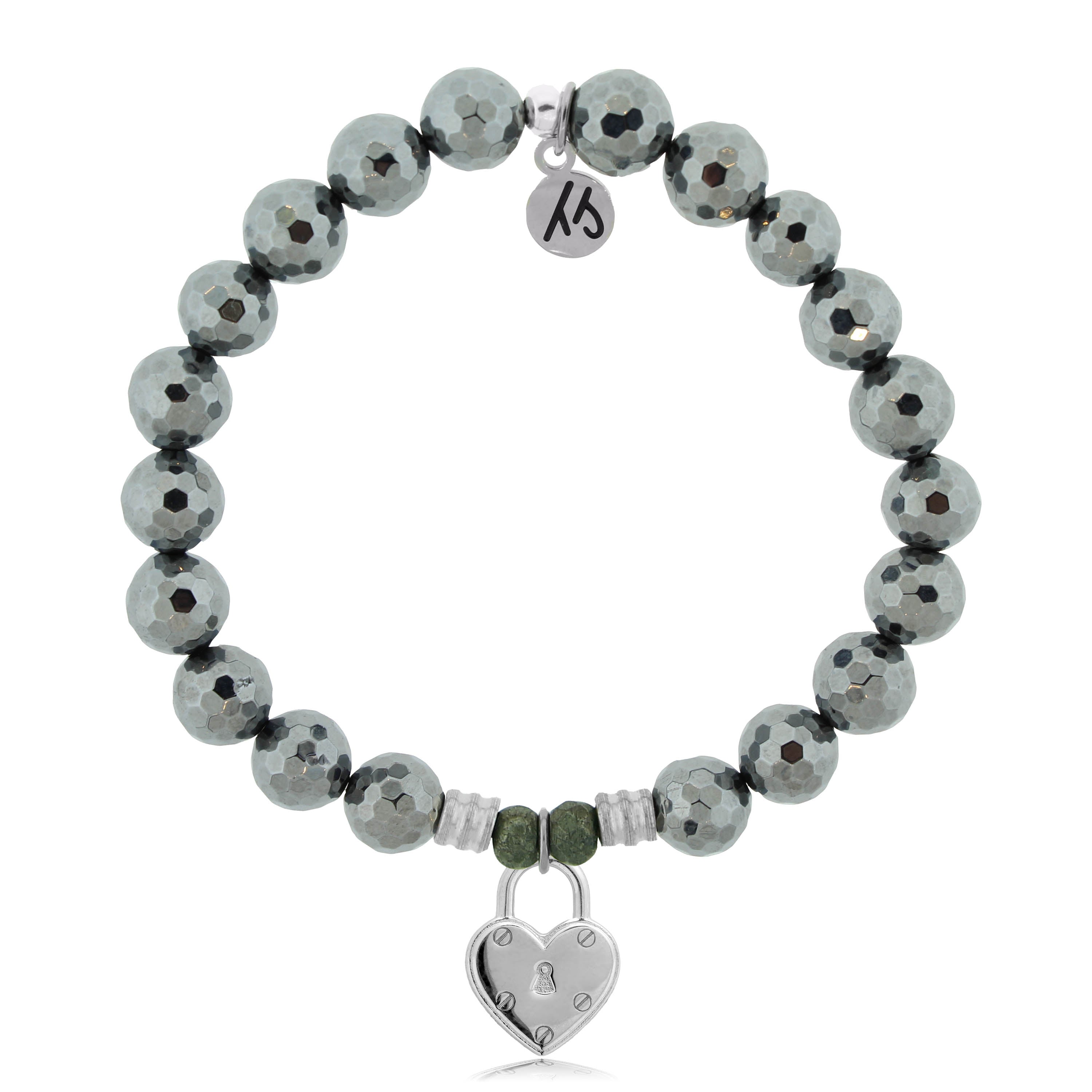 Blue Quartzite Gemstone Bracelet with Love Lock Sterling Silver Charm | T.  Jazelle
