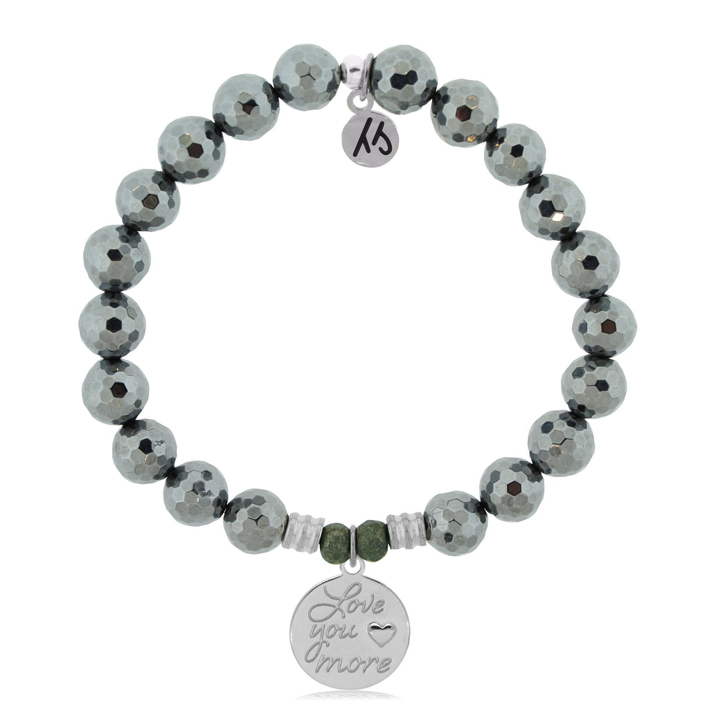 Terahertz Stone Bracelet with Love You More Sterling Silver Charm