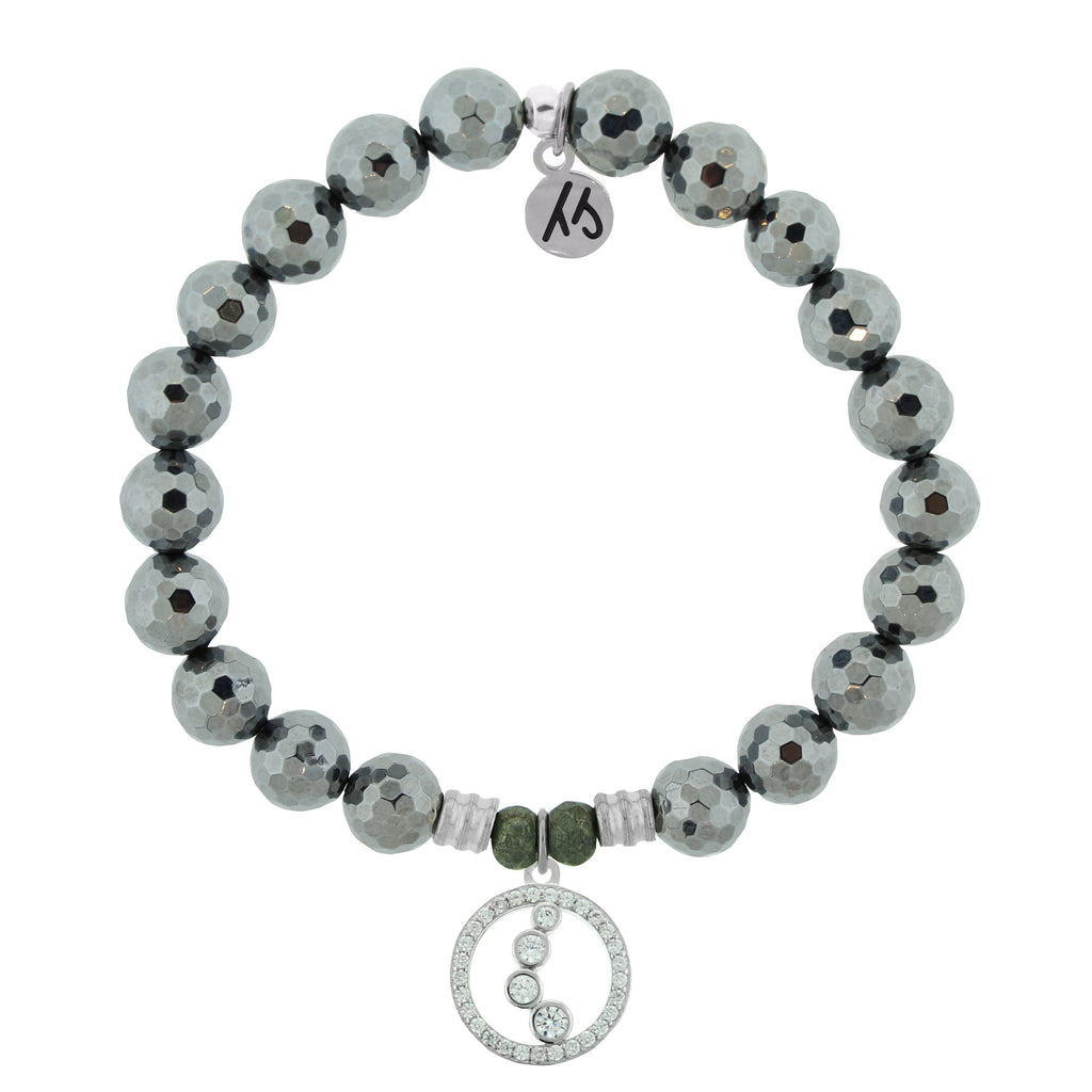 Terahertz Stone Bracelet with One Step at a Time Sterling Silver Charm