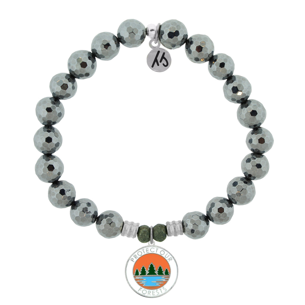 Terahertz Stone Bracelet with Protect our Forest Sterling Silver Charm