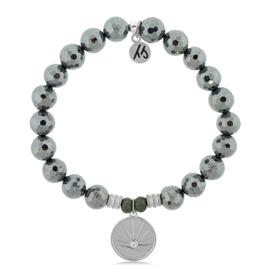 Terahertz Stone Bracelet with Salt Water Heals Sterling Silver Charm