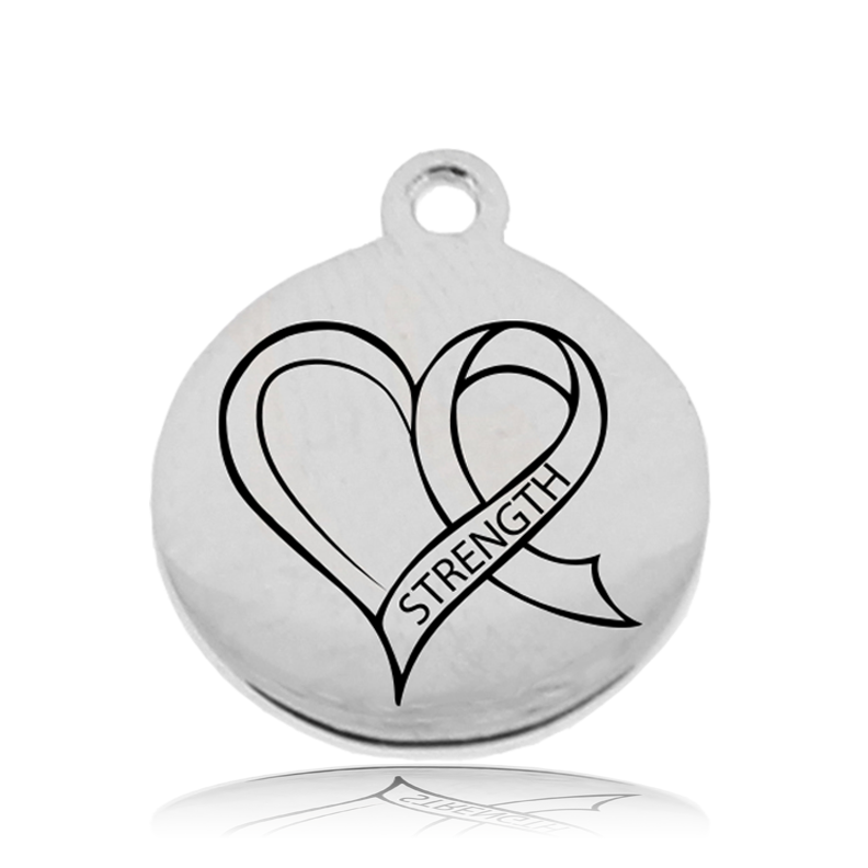 Terahertz Stone Bracelet with Strength Heart Sterling Silver Charm