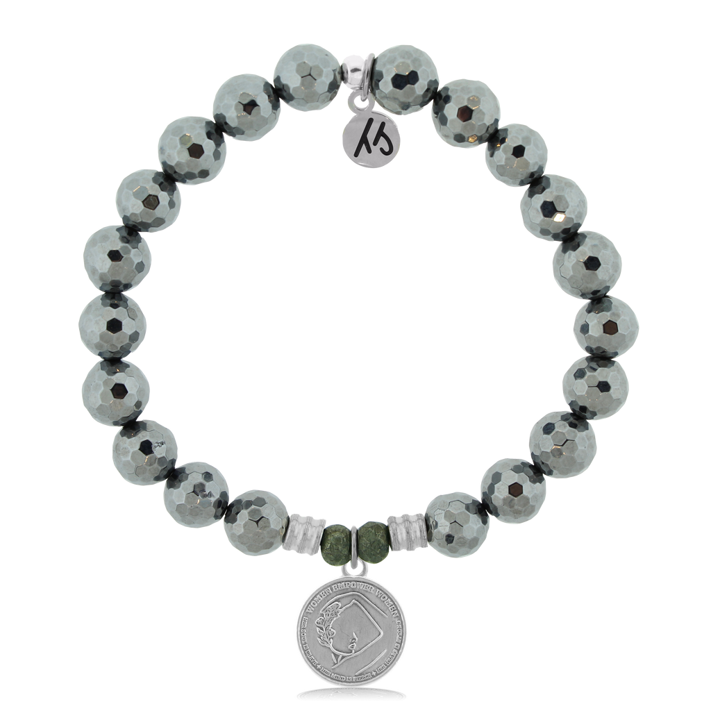 Terahertz Stone Bracelet with We Are Strong Sterling Silver Charm