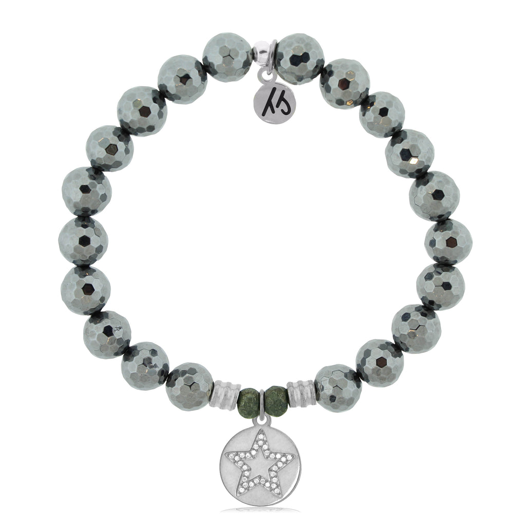 Terahertz Stone Bracelet with Wish on a Star Sterling Silver Charm