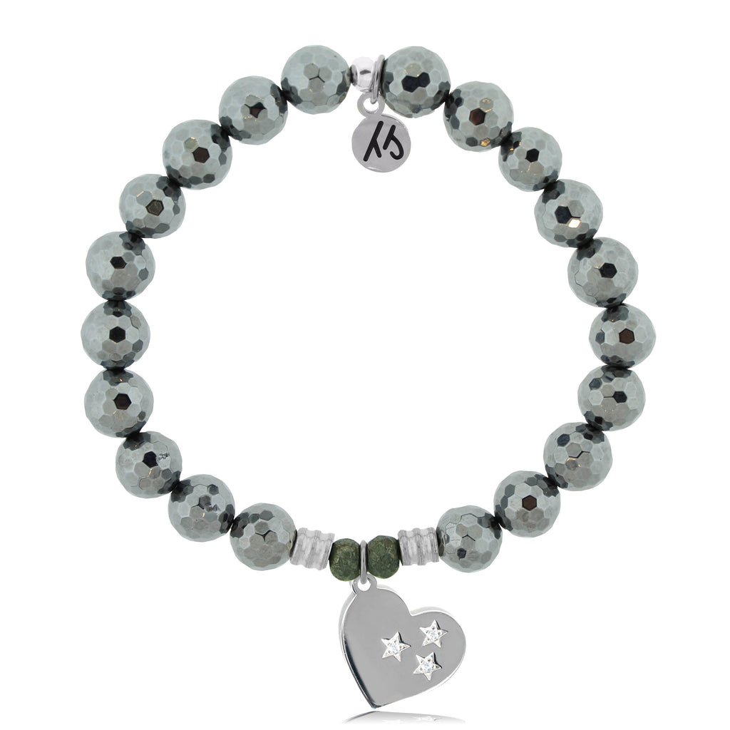 Terahertz Stone Bracelet with Wishing Heart Sterling Silver Charm