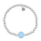 The Cape Bracelet Disc- Silver Steel with Denim Blue Opal Disc
