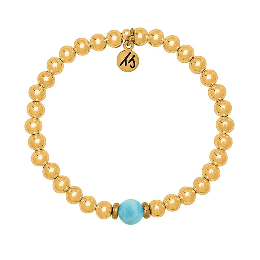 The Cape Bracelet - Gold Filled with Larimar Ball