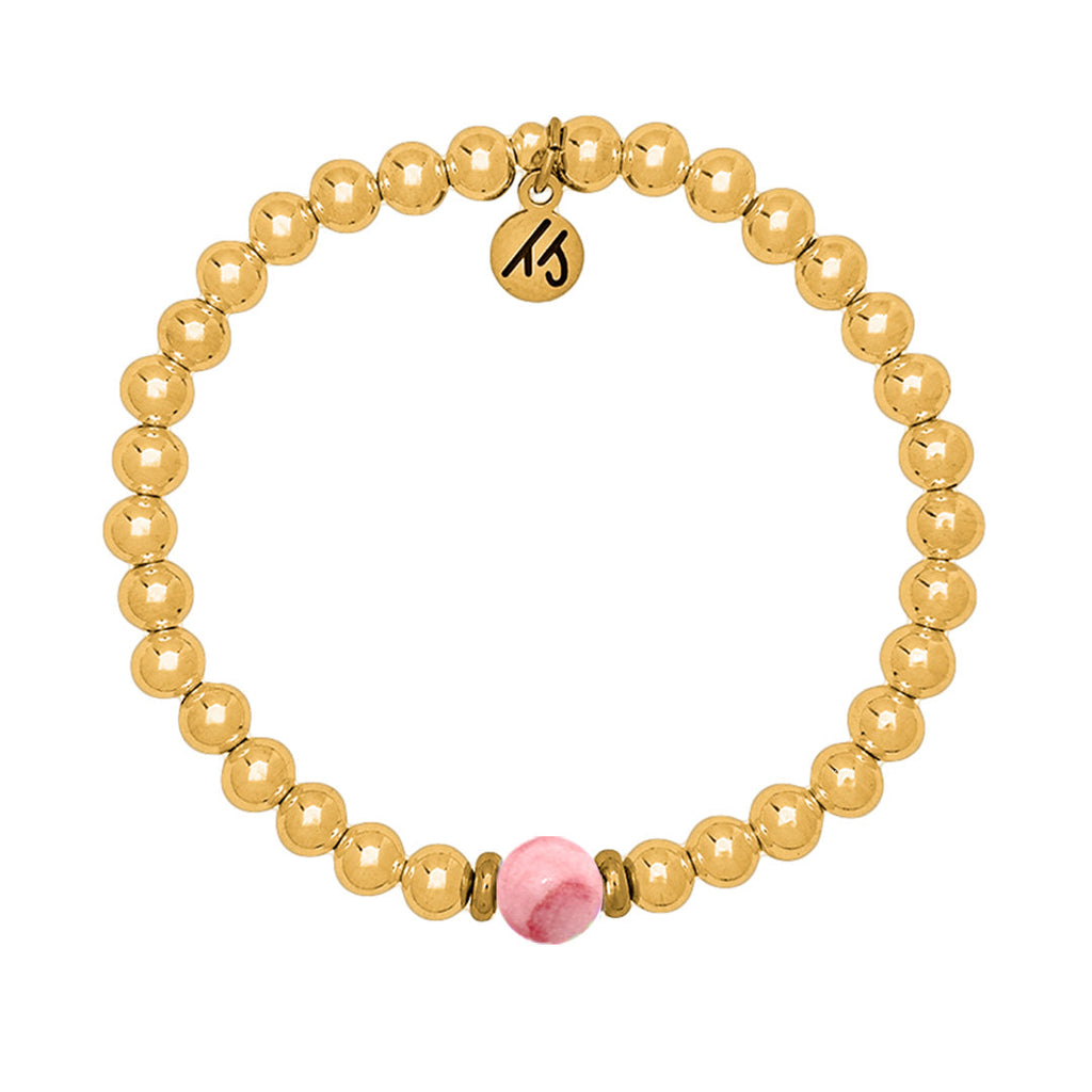 The Cape Bracelet - Gold Filled with Pink Jade Ball