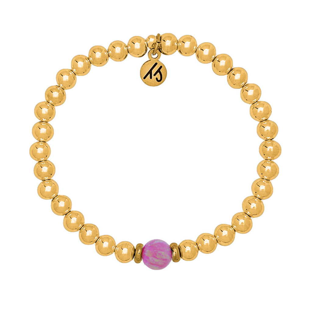 The Cape Bracelet - Gold Filled with Pink Opal Ball