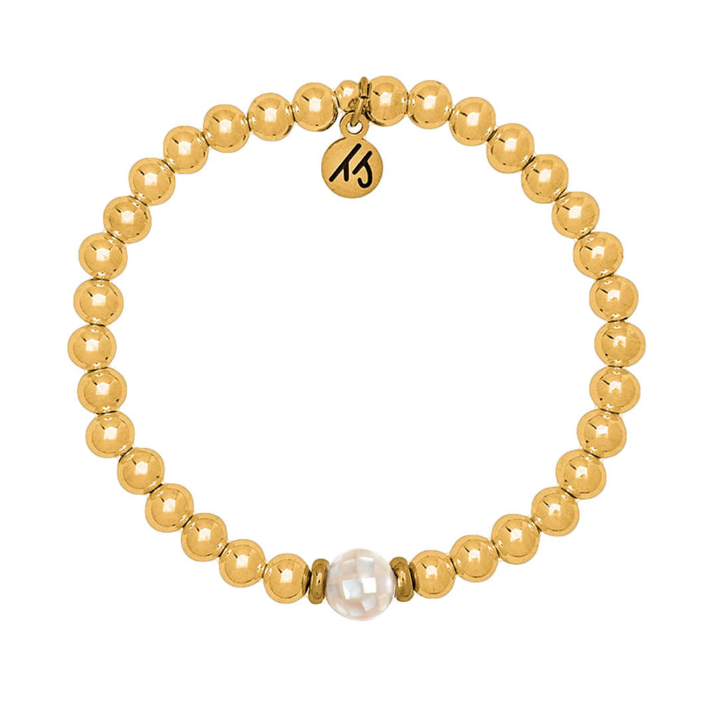The Cape Bracelet - Gold Filled with White Shell Ball