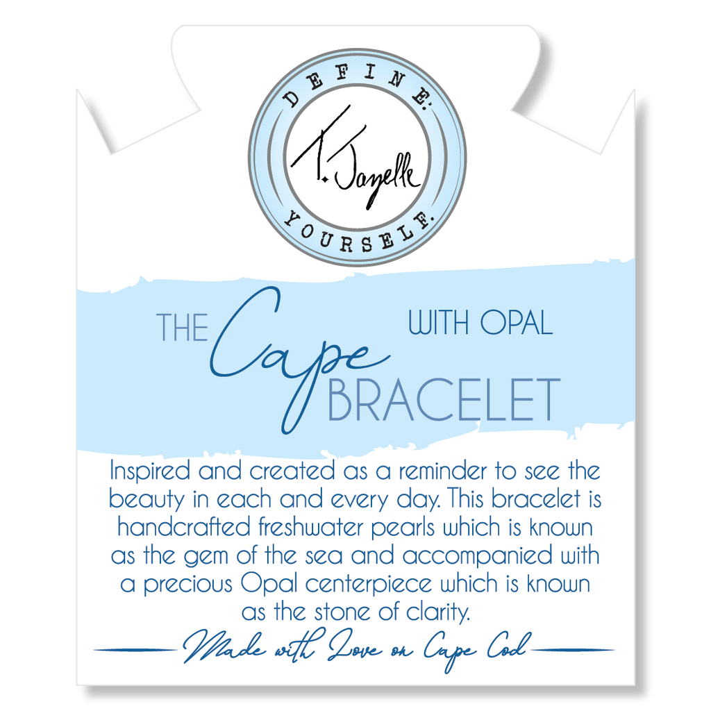 The Cape Bracelet Reverse- Pearl with Seafoam Green Opal Ball
