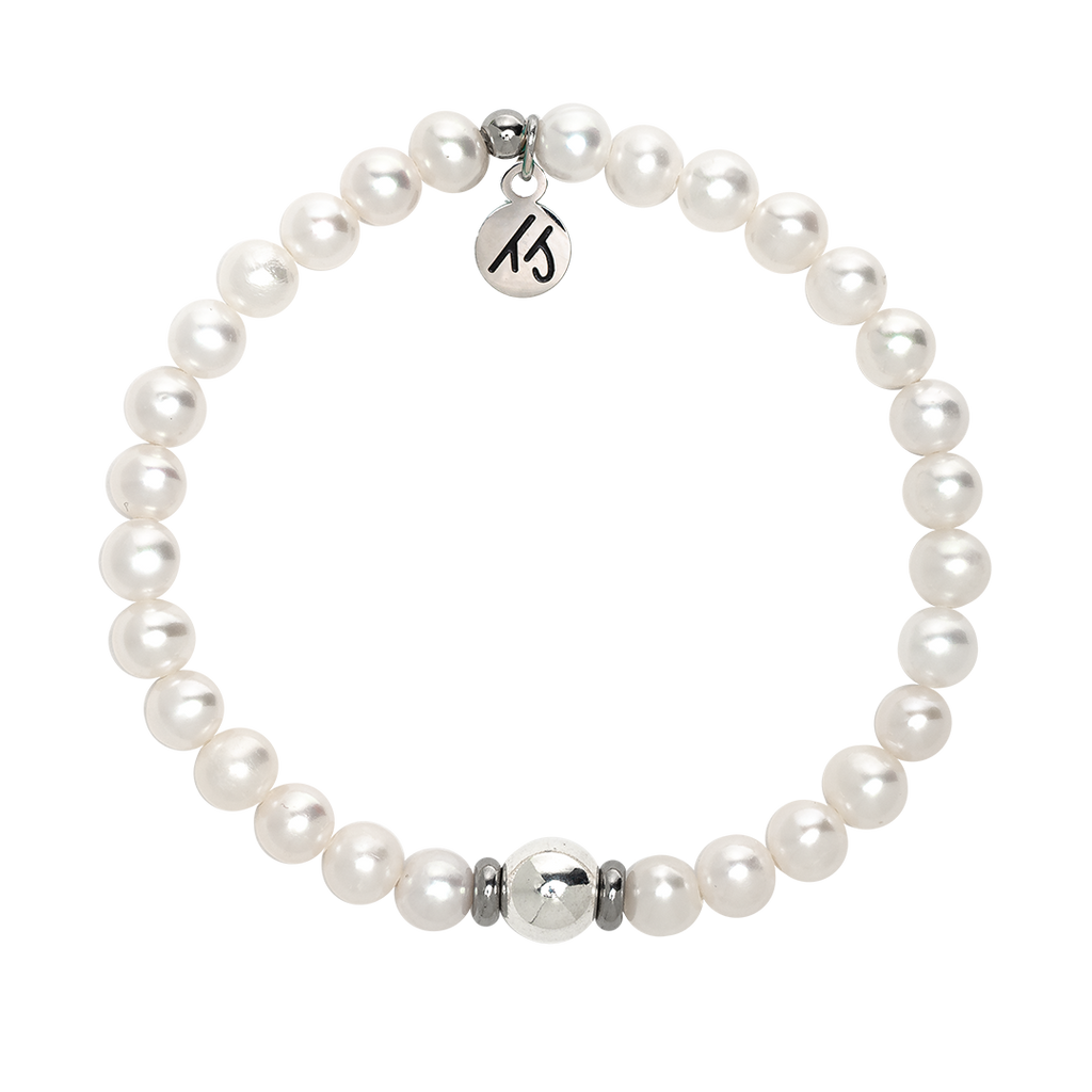 The Cape Bracelet Reverse- Pearl with Silver Steel Ball