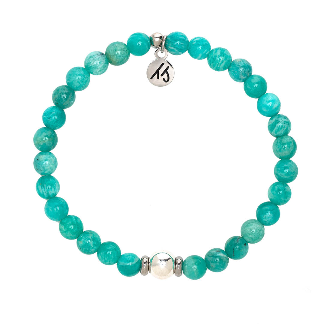 The Cape Bracelet Reverse- Peruvian Amazonite with Silver Steel Ball