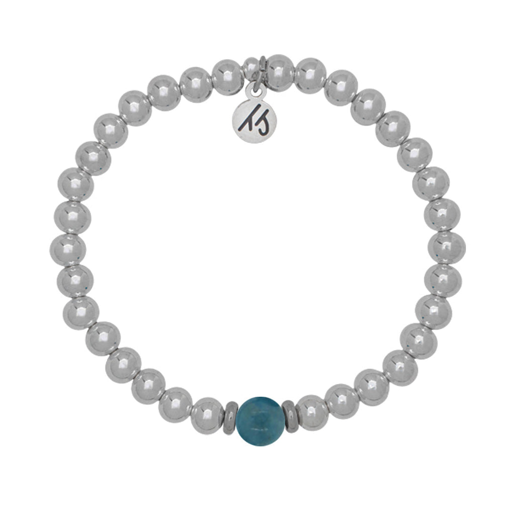 The Cape Bracelet - Silver Steel with Apatite Ball