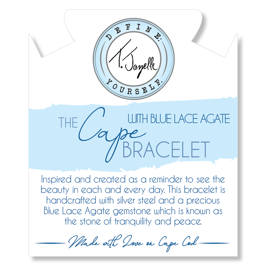 The Cape Bracelet - Silver Steel with Blue Lace Agate Ball