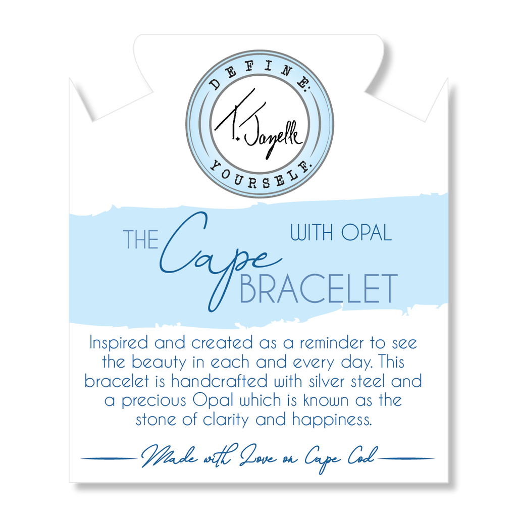 The Cape Bracelet - Silver Steel with Carmine Opal Ball