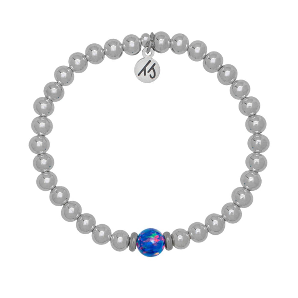 The Cape Bracelet - Silver Steel with Indigo Opal Ball