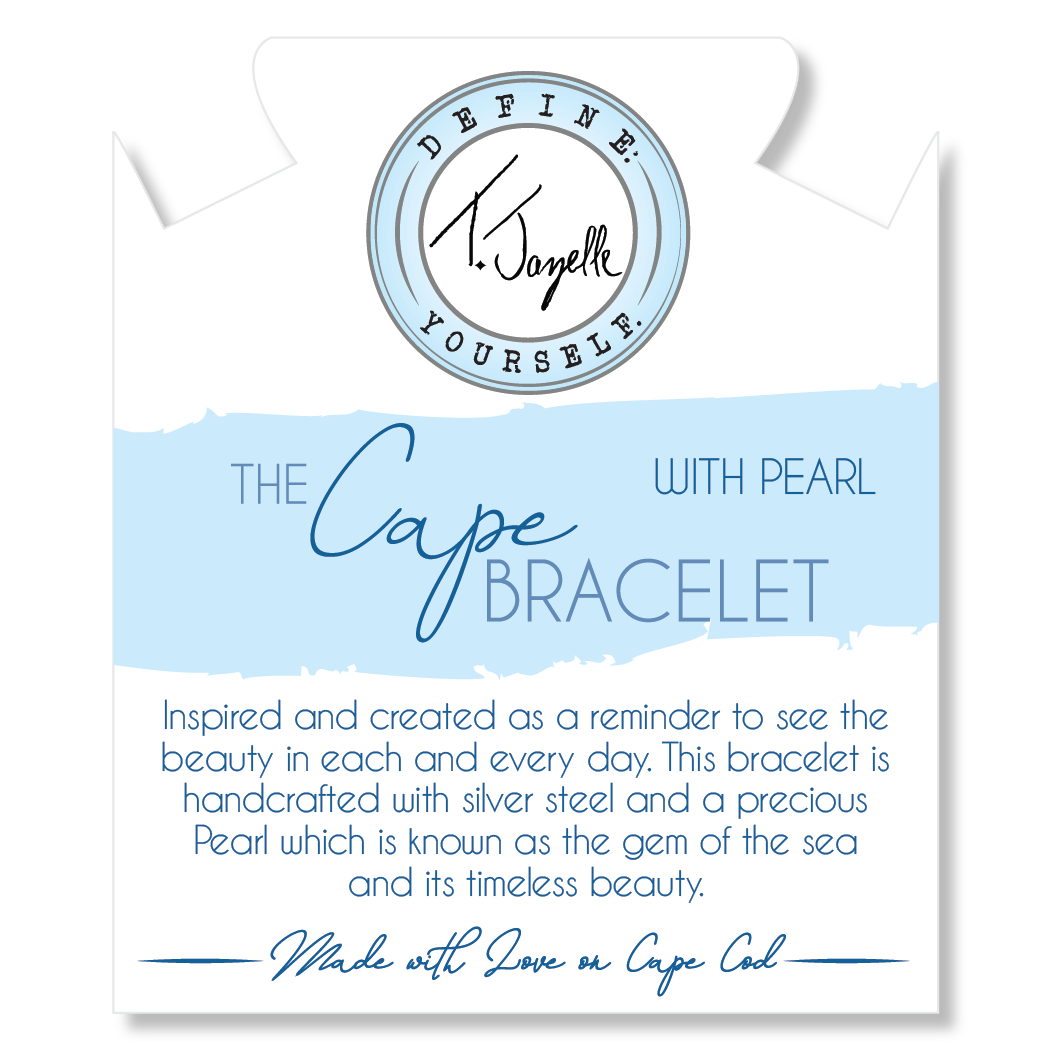The Cape Bracelet - Silver Steel with Pearl Ball