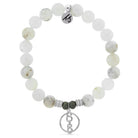 White Chalcedony Stone Bracelet with Connection Sterling Silver Charm