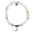 White Chalcedony Stone Bracelet with Friendship Stars Sterling Silver Charm