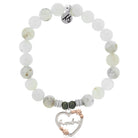 White Chalcedony Stone Bracelet with Heart Grandma Sterling Silver Charm T. Jazelle