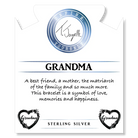 White Chalcedony Stone Bracelet with Heart Grandma Sterling Silver Charm