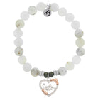 White Chalcedony Stone Bracelet with Heart Sister Sterling Silver Charm