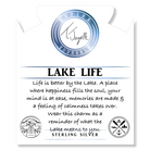 White Chalcedony Stone Bracelet with Lake Life Sterling Silver Charm
