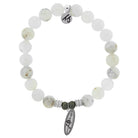 White Chalcedony Stone Bracelet with Ride the Wave Sterling Silver Charm