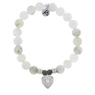 White Chalcedony Stone Bracelet with Self Love Sterling Silver Charm
