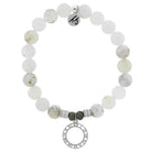 White Chalcedony Stone Bracelet with Timeless Sterling Silver Charm