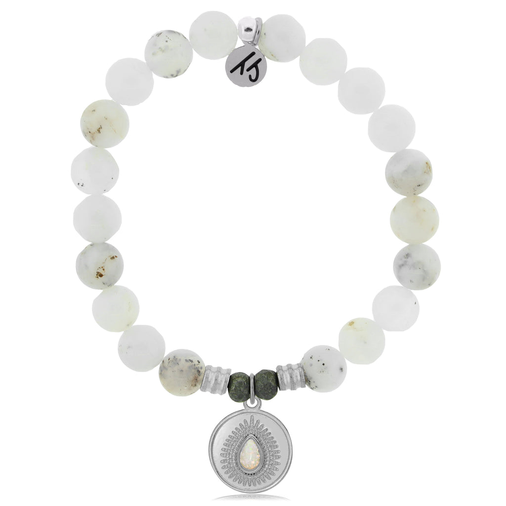 White Chalcedony Stone Bracelet with You're One of a Kind Sterling Silver Charm