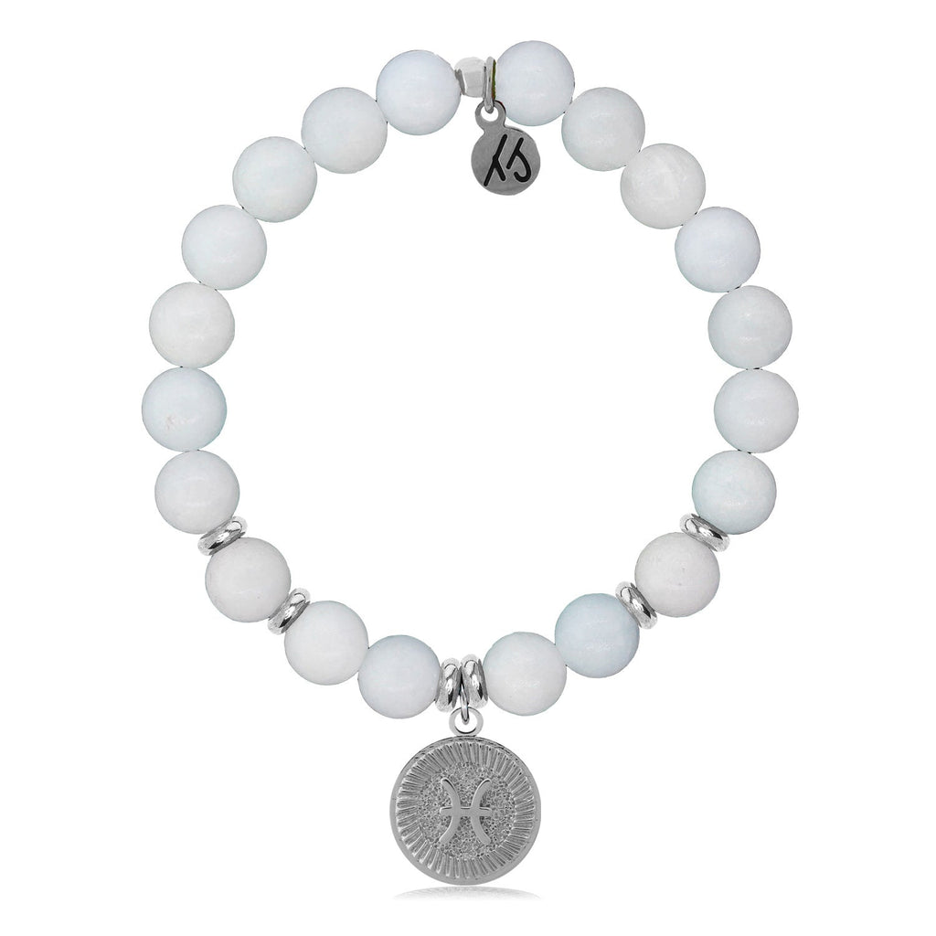 Zodiac Collection - Celestine Stone Bracelet with Pisces Sterling Silver Charm