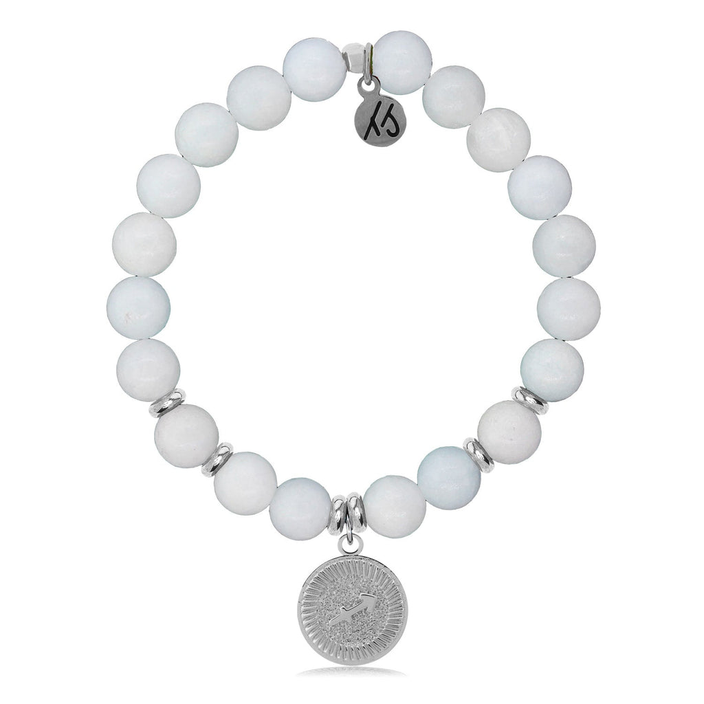 Zodiac Collection - Celestine Stone Bracelet with Sagittarius Sterling Silver Charm